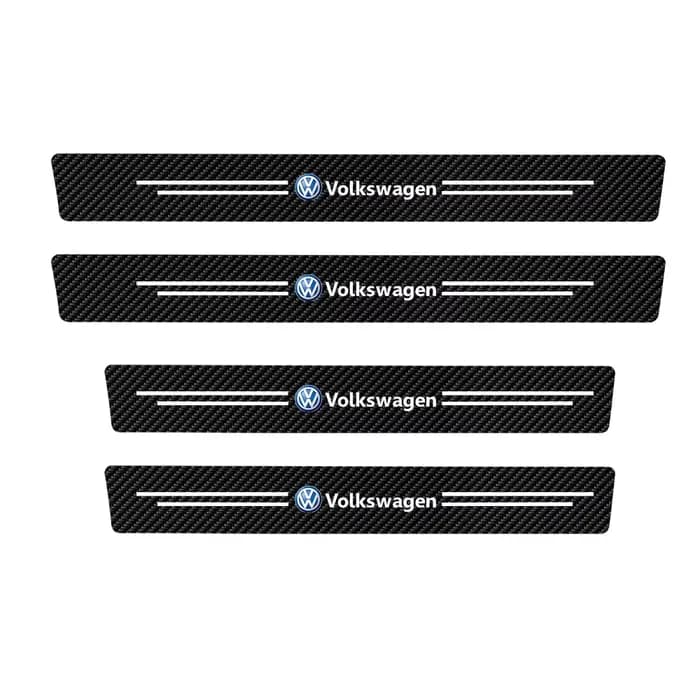 Autocollant de protection de seuil de porte de voiture en cuir et fibre de carbone avec logo Rline p