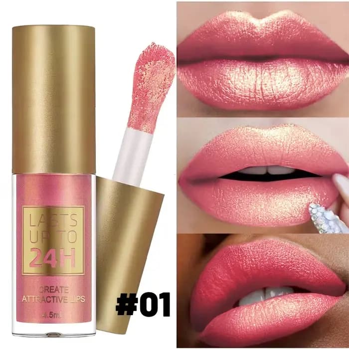 Vernis à lèvres à paillettes vertes, imperméable, longue durée, liquide métallique audacieux et Inte