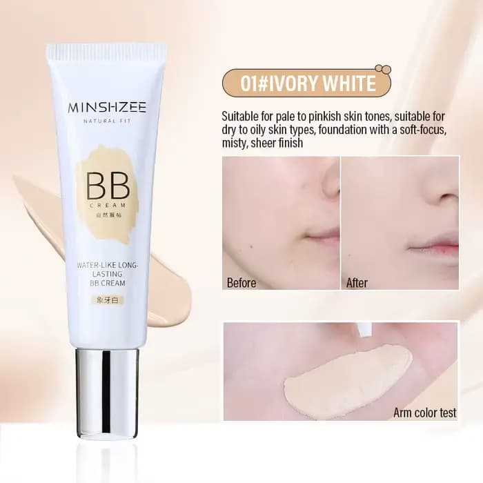 Fond de teint liquide hydratant blanc ivoire, couleur naturelle BB crème, Base anti-cernes imperméab