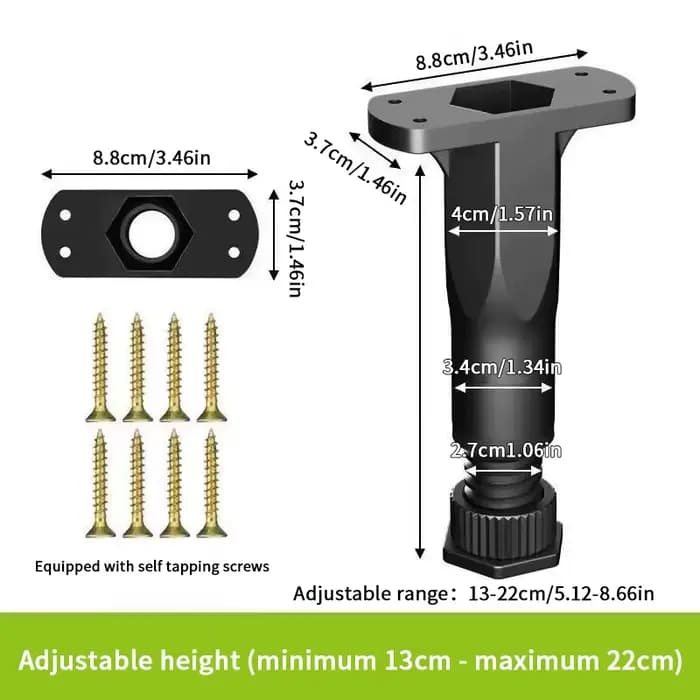 Support de poutre de lit télescopique réglable, pied de meuble en plastique renforcé, pied de canapé