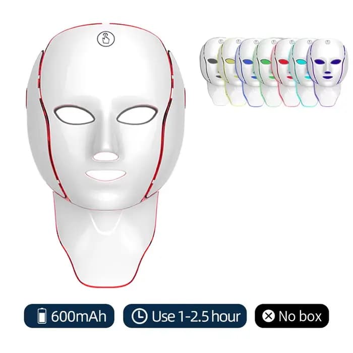 Masque facial LED 7 couleurs, thérapie par lumière rouge, rechargeable par USB, masque sans fil, soi