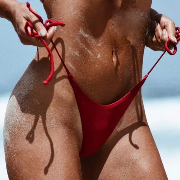 Mini maillot de bain sexy à lacets pour femme, bikini féminin, culotte tanga brésilienne, culotte de