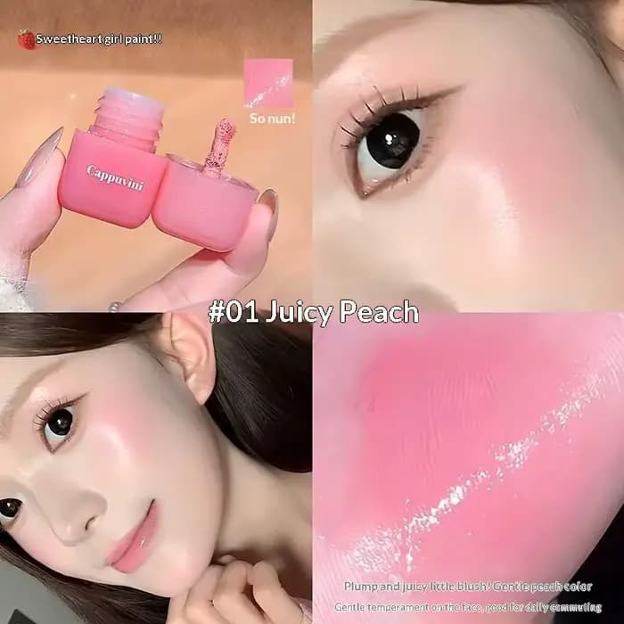 Cappuvini Mini Blush Liquide Hydratant, Rouge à Joues Énergisant et Doux, Longue Tenue, Facile à App