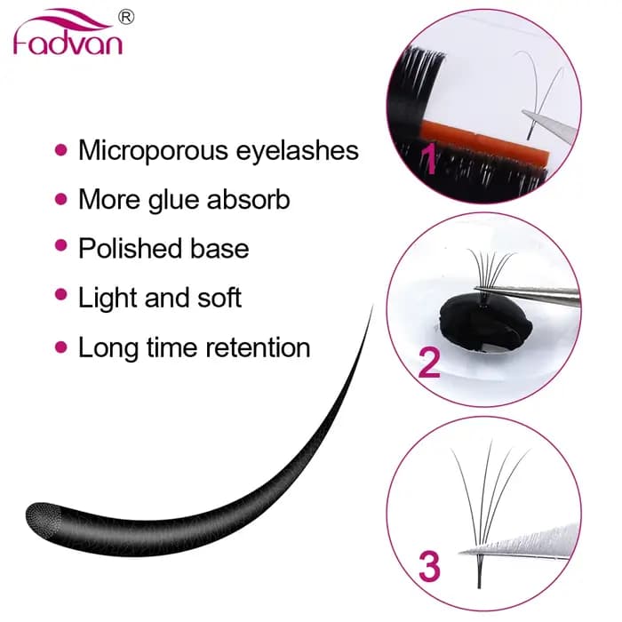 Extensions de cils faciles à éventer, faux vison, cils évasés, cils doux, volume russe, 10 étuis