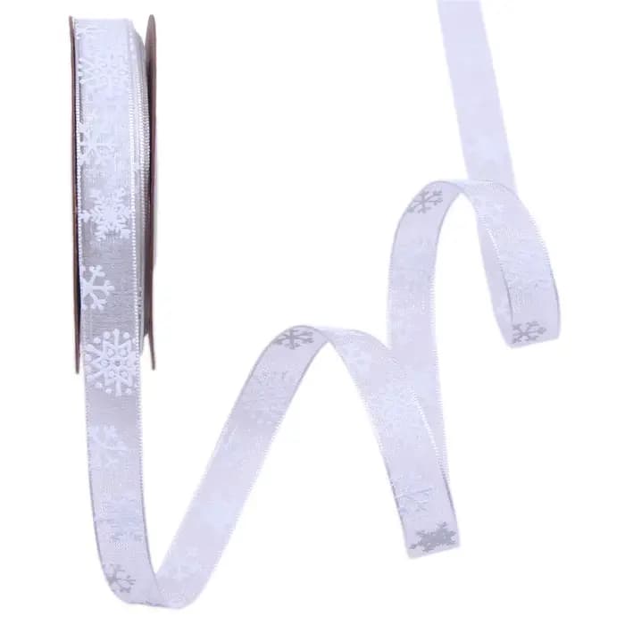 Ruban imprimé en organza de Noël, flocon de neige, wapiti, étoile, sangle de tache, emballage cadeau