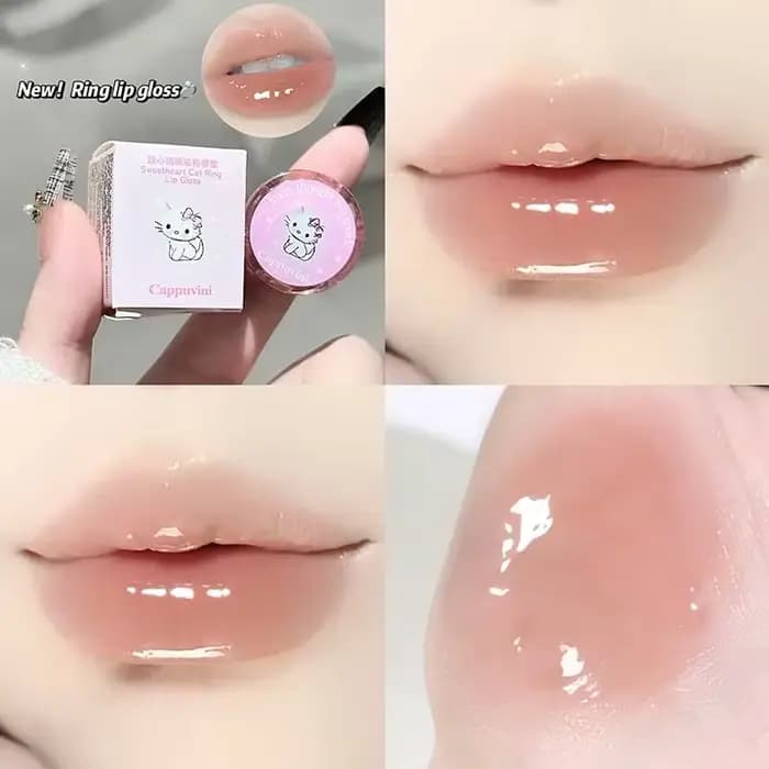 Pâte de brillant à lèvres rose, hydratant, effet miroir dodu, couleur des lèvres, forme d'anneau, Te