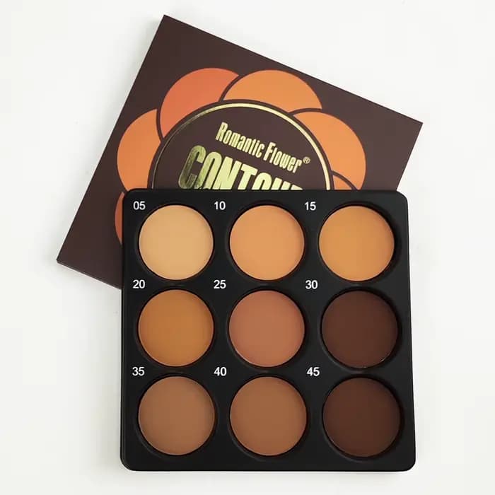 Palette de fond de teint bronze foncé 9 couleurs, pour le contouring, le camouflage, la fixation du 