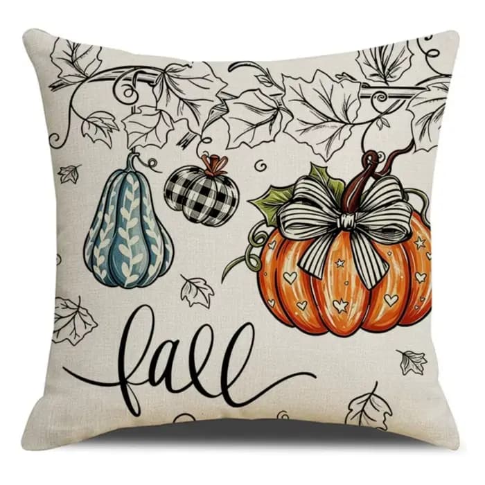 Housse de coussin en lin imprimée pour Thanksgiving, motif dessin animé, décorative et festive, douc