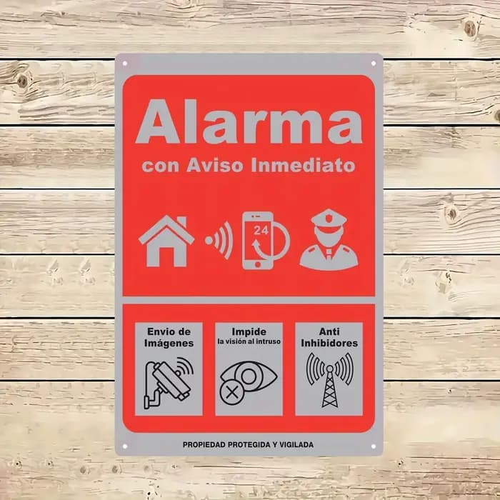 Panneau d'alarme instantané-décor mural en fer, rouge avec icône blanche, visuel Anti-invasion, Anti