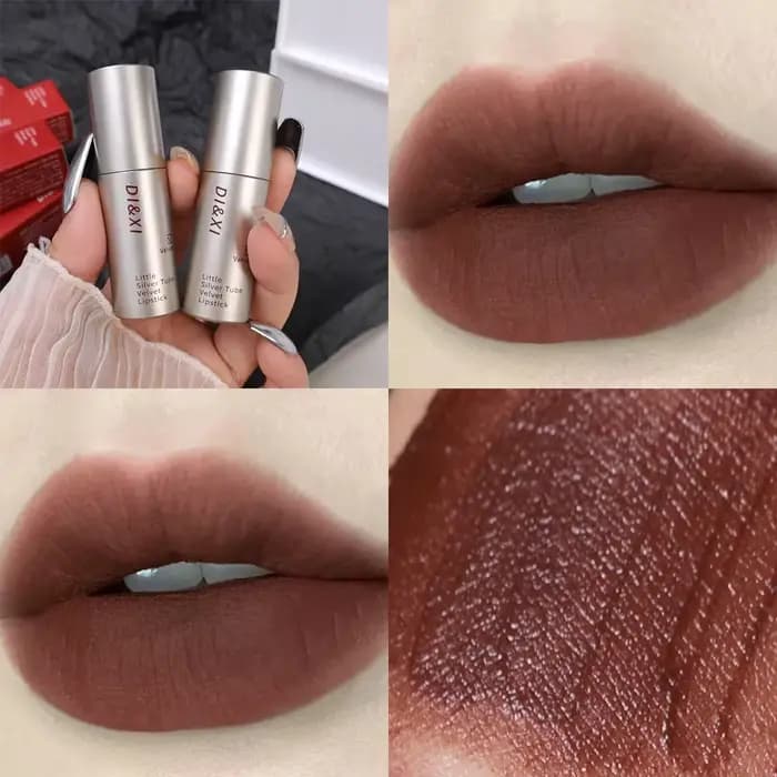 Brillant à lèvres velours mat marron foncé, imperméable, longue durée, tasses antiadhésives, rouge S