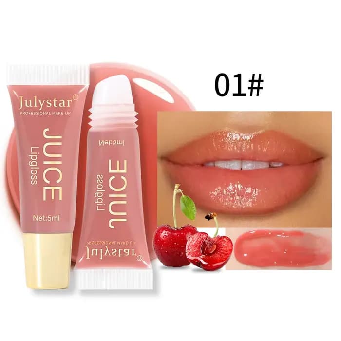 Brillant à lèvres repulpant marron nu, huile hydratante aux fruits, teinte transparente, Tube souple