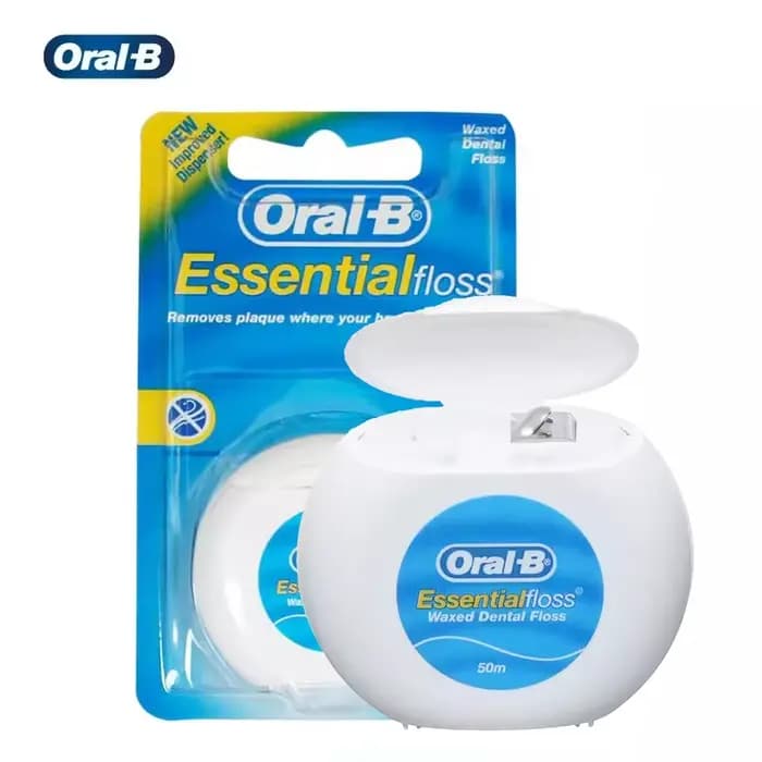 Fil de menthe essentiel Oral B 50M, fil de nettoyage dentaire professionnel, revêtement de cire Port