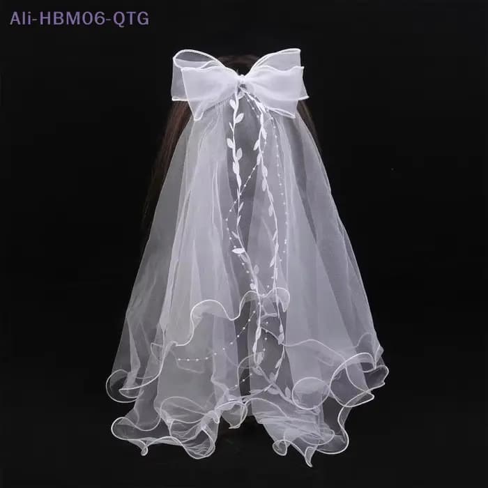 [Neuf] Voile de mariée en tulle pour femme, deux couches, simple et élégant, avec nœud et bordure en