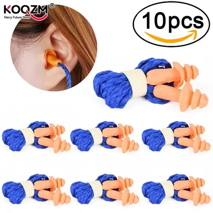Bouchons d'oreille en silicone souple avec cordon, protection auditive réutilisable, réduction du br