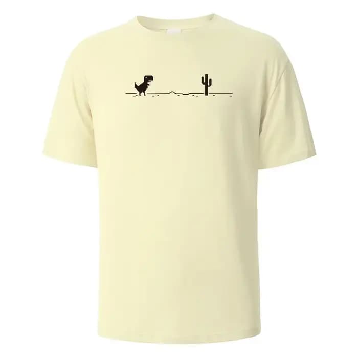 T-Shirt imprimé dinosaure Cactus, 100% coton, t-shirts d'été pour hommes et femmes, hauts surdimensi