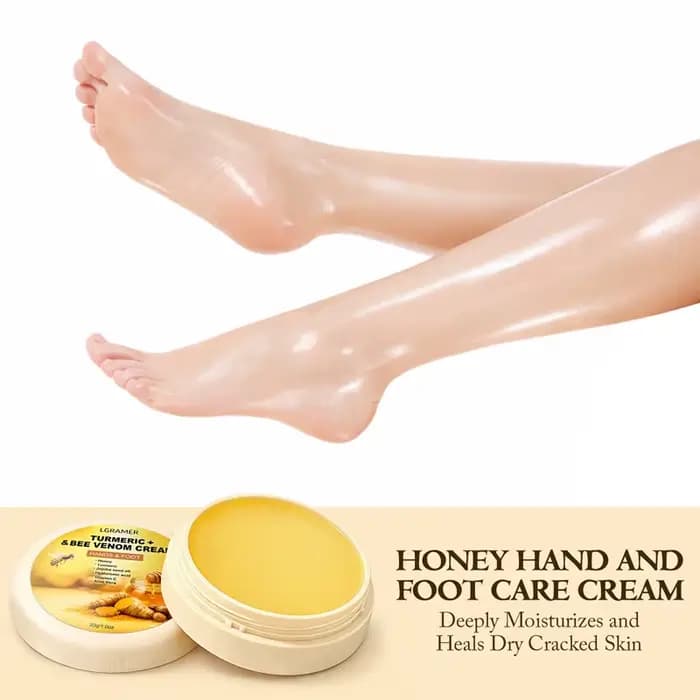 Baume hydratant intensif pour pieds et mains à la curcumine et au miel – Crème ultra-hydratante pour