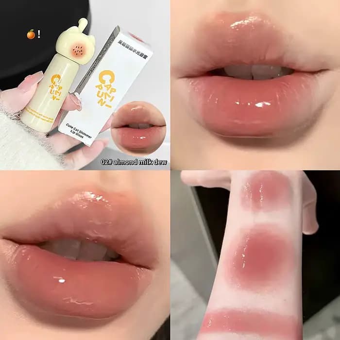 Brillant à lèvres chat mignon – Vernis à lèvres hydratant, lisse et longue durée – 4 nuances, facile