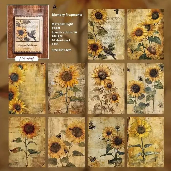 30 feuilles/paquet Style Vintage matériel papier planificateur à la main bricolage Scrapbooking papi