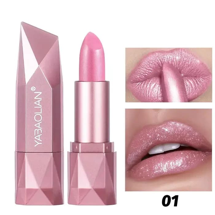 Diamant Nude Rose Rose rouge à lèvres imperméable longue durée nacré paillettes velours rouge à lèvr