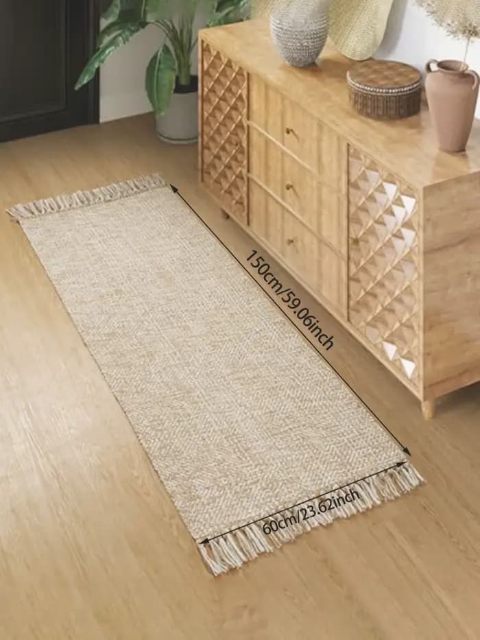 Tapis en coton et lin tissé pour salon, chambre, cuisine, tapis de sol absorbant l'eau, tapis de sal