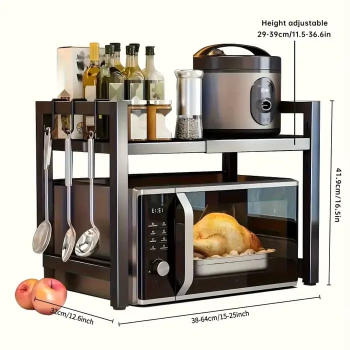 Étagère de rangement de cuisine fonctionnelle en métal noir, 2 couleurs, organisateur de comptoir ex