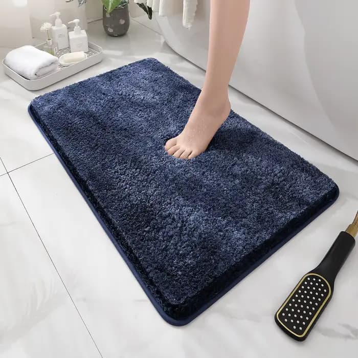 Tapis de sol de salle de bain arrondi et épais, tapis absorbant pour baignoire, matériau en peluche,