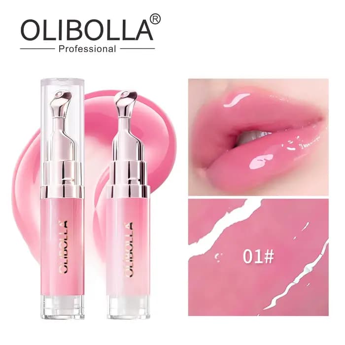 Gloss à lèvres cristallin effet miroir, teinte hydratante et repulpante, réduit les ridules, maquill