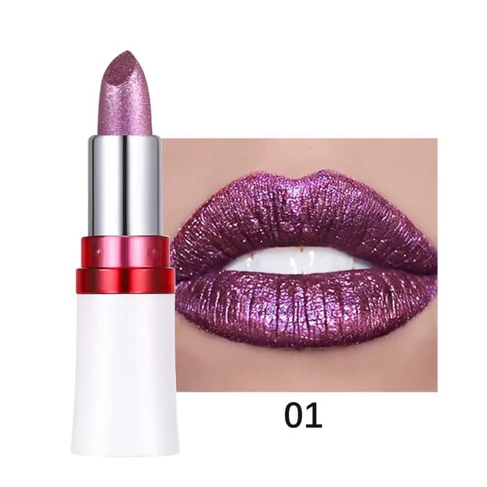 Rouge à lèvres caméléon métallique bleu violet, brillant à lèvres vert à paillettes, diamant changea