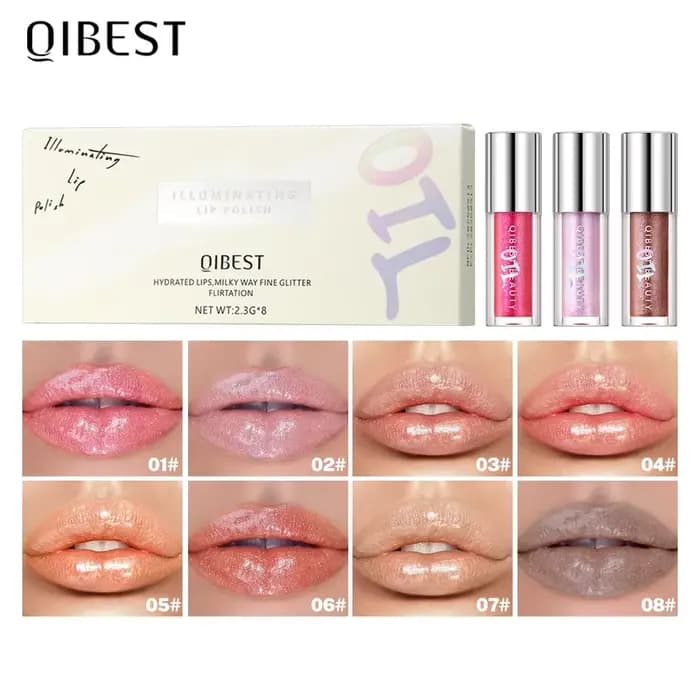 QIBEST Gloss à lèvres nacré repulpant et scintillant, hydratant délicat, facile à appliquer, gloss D