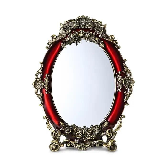 Miroir de maquillage Design Rose rouge, haute définition, pour dot de mariée, bureau en métal, cadea