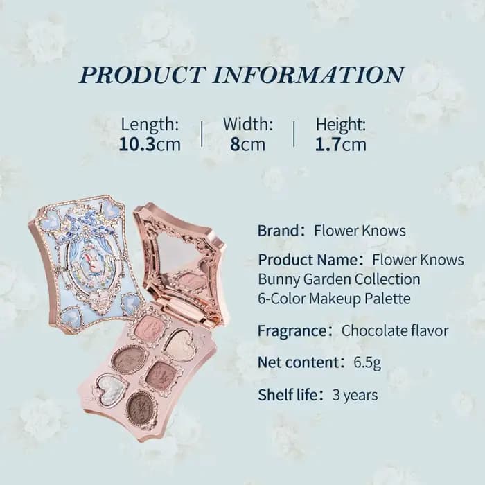 [NOUVEAU] Palette de maquillage 6 couleurs Flower Knows Bunny Garden Collection