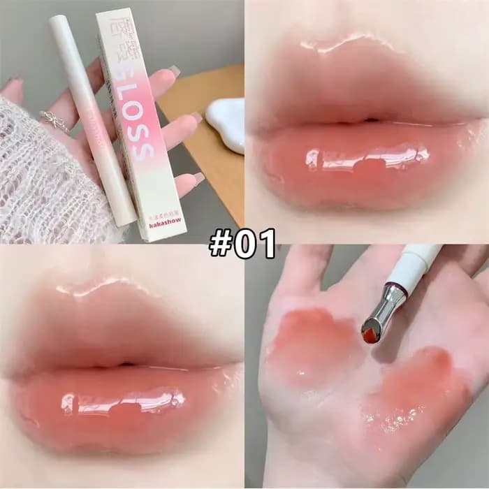 Gloss à lèvres effet miroir Water Light, applicateur en fer, gloss gelée hydratant, teinte à lèvres,