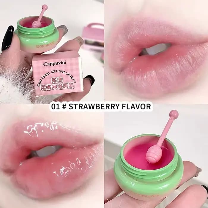 Cappuvini Masque à lèvres doux fruité Soin des lèvres hydratant Masque à lèvres brillant à l'eau