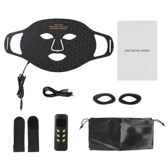 Masque de beauté LED en silicone pour le visage et le cou, 4 couleurs, 240 perles de lampe, thérapie