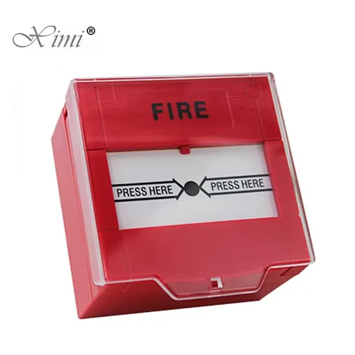 Bouton de déverrouillage d'urgence réinitialisable pour porte coupe-feu avec couvercle