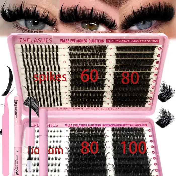 Kit d'extension de cils à faire soi-même, 60 rangées, grappes, Kit de cils individuels, mélange de S