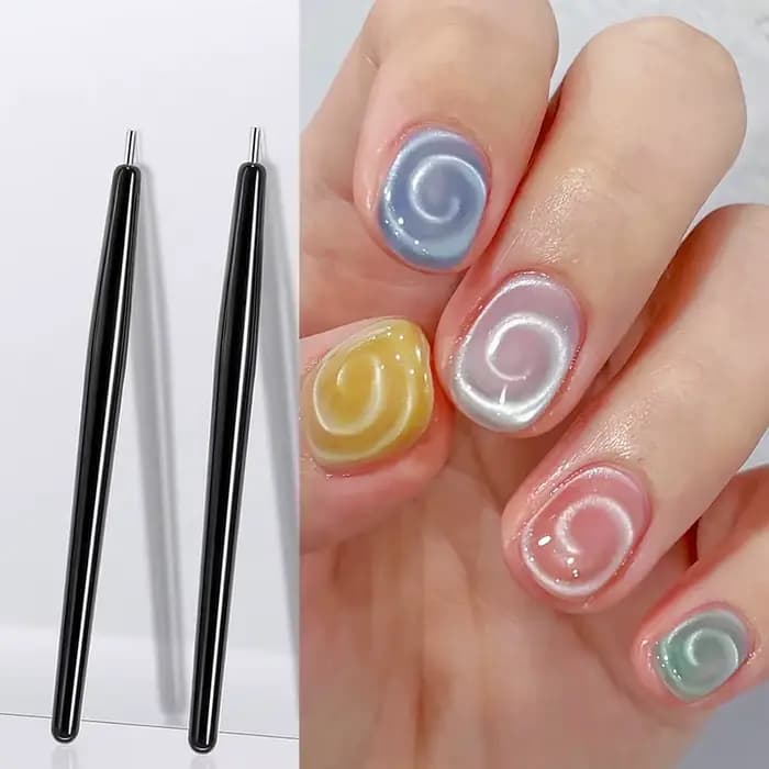 Nouveau stylo magnétique pour ongles œil de chat fantaisie, Vortex 3D/perle de verre/lune/ondulation