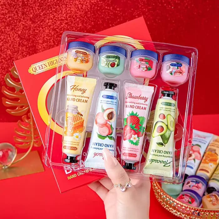 Cadeau de noël 8 pièces ensemble baume à lèvres et crème pour les mains, texture crème, hydratant An