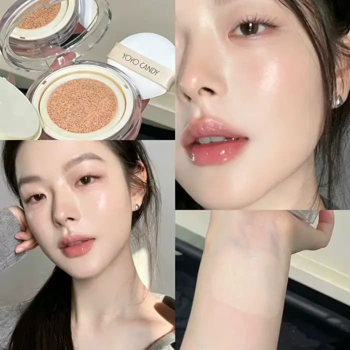 Yoyo Candy Soft Glow Nude Cushion Foundation Texture fine, mélange lisse, éclat naturel, illumine le