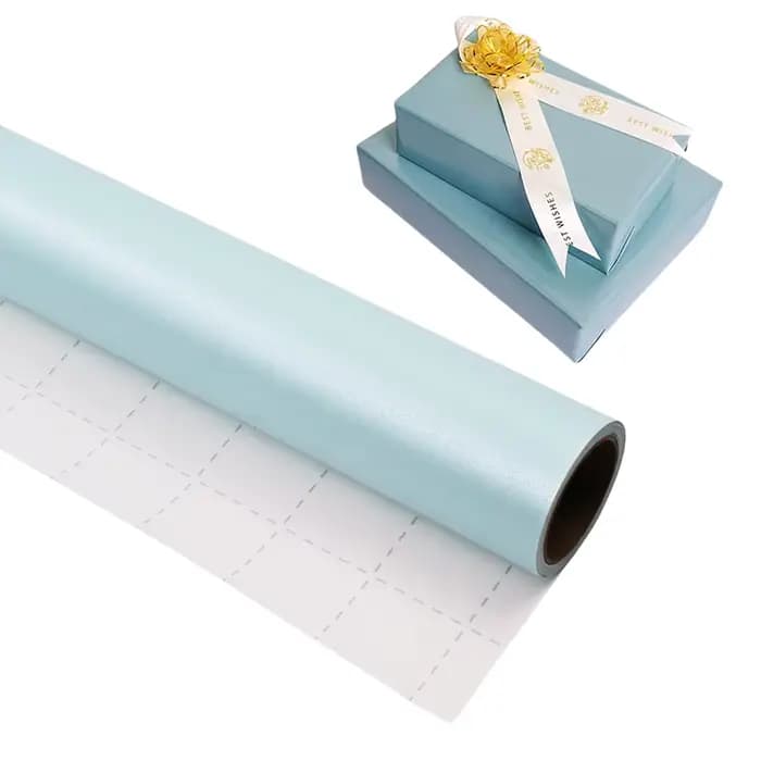 1 rouleau de papier d'emballage bleu clair mat, couleur unie, papier nacré brillant, 17 pouces x 118