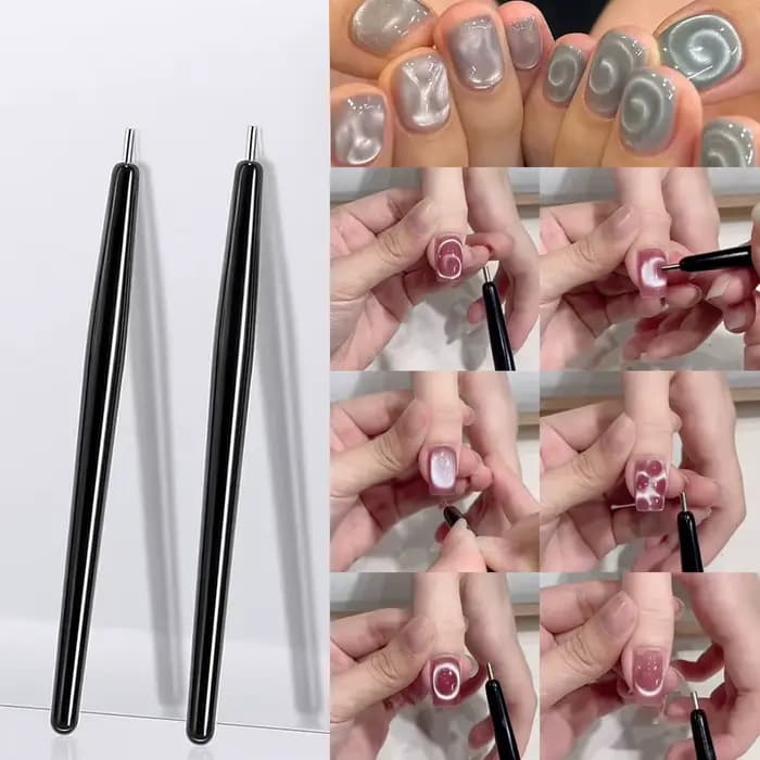 Nouveau stylo magnétique pour ongles œil de chat fantaisie, Vortex 3D/perle de verre/lune/ondulation