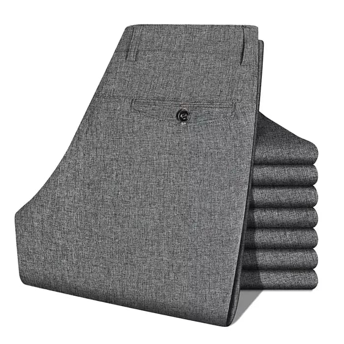 Pantalon de travail pour homme en lin naturel texturé, tissu tissé mat résistant à l'usure, idéal po