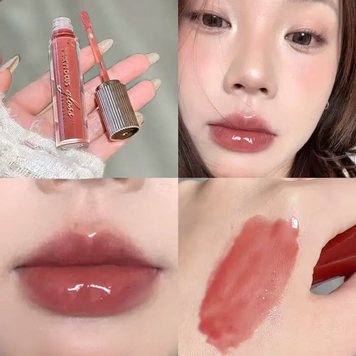Pinkyfocus Gloss à lèvres effet rosée, léger, hydratant, lèvres pulpeuses effet verre, non collant, 