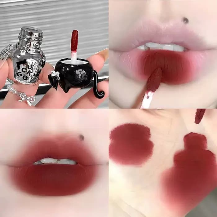 Rouge à lèvres mat Black Cat, boue à lèvres soyeuse et lisse, argile à lèvres hydratante, gloss doux