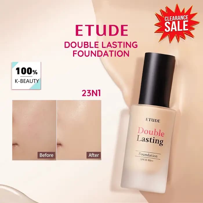 [Soldes] ETUDE DOUBLE LASTING FOUNDATION 23N1, Haute couvrance, Fini naturel, Unifie le teint, Cosmé