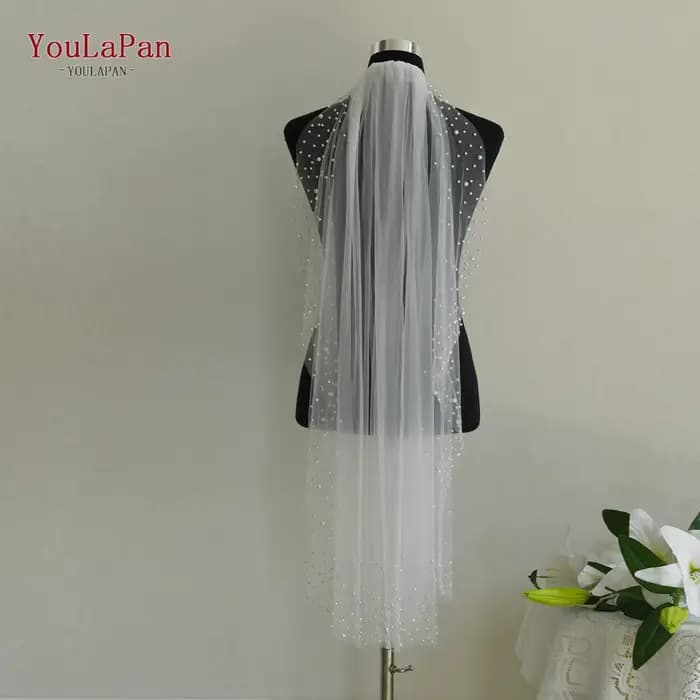 YouLaPan V275 classique femmes doigt perle voile monocouche voile de mariage avec peigne et bord aff