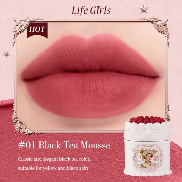 Life Girls Sweet Velvet Lip Gloss avec fini mat soyeux, maquillage rétro longue tenue, baume à lèvre