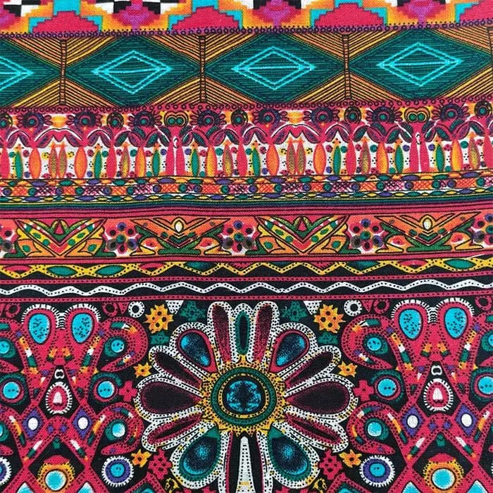 Tissu en coton et lin de 0,5/1 yard avec motifs ethniques, style bohème, adapté au bricolage, à la c