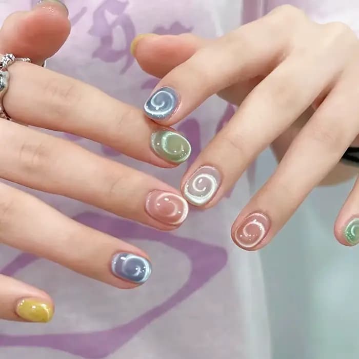 Nouveau stylo magnétique pour ongles œil de chat fantaisie, Vortex 3D/perle de verre/lune/ondulation