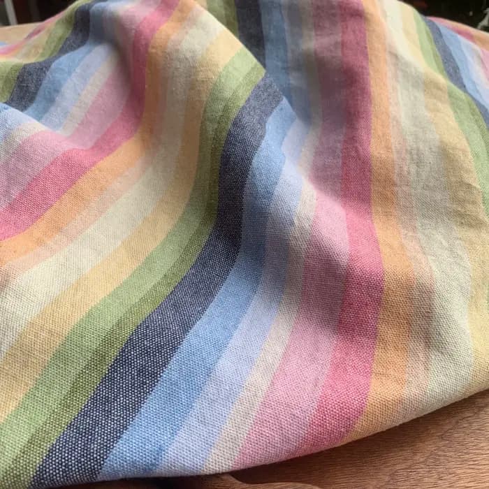 Tissu en coton et lin rayé tissé coloré, pour robes et pantalons, haut de gamme, personnalisé, matér